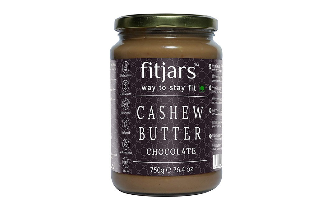 Fitjars Cashew Butter, Chocolate    Glass Jar  750 grams